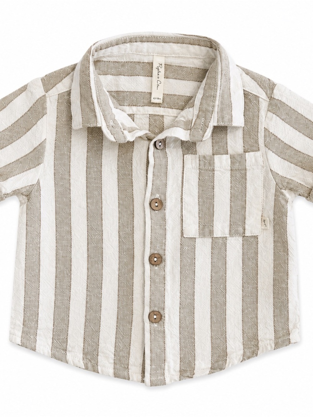 Rylee + Cru Linen Blend Stripe Button Up Shirt 6-12M EUC Neutral